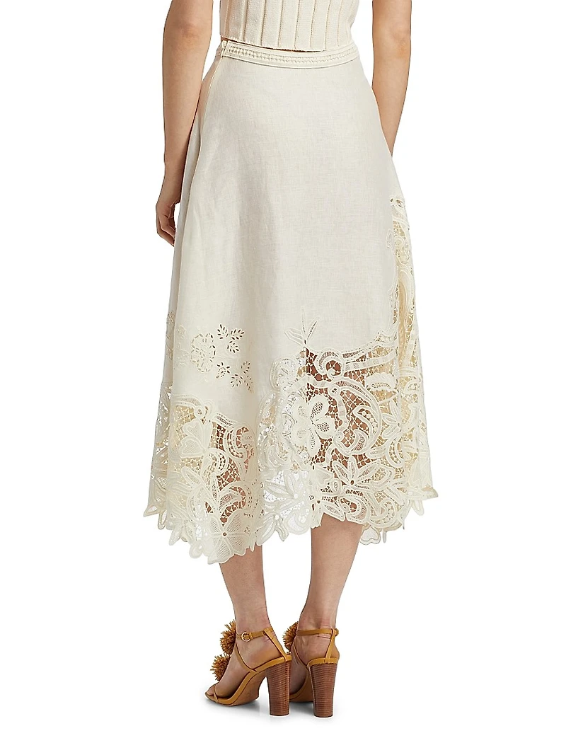 Rae Floral Lace Midi-Skirt