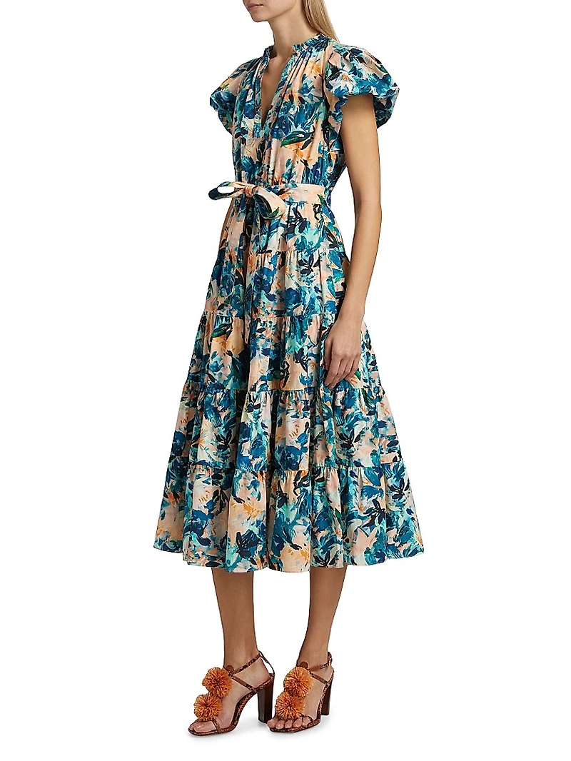 Ottilie Floral Cotton Midi-Dress