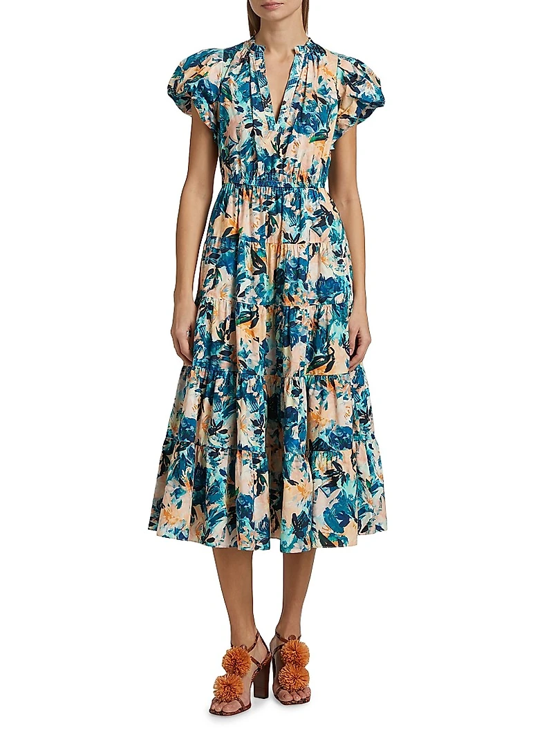 Ottilie Floral Cotton Midi-Dress