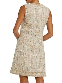 Beaded Tweed A-Line Shift Dress