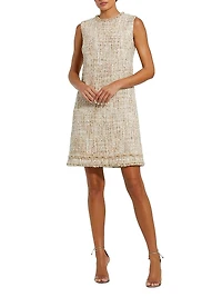 Beaded Tweed A-Line Shift Dress