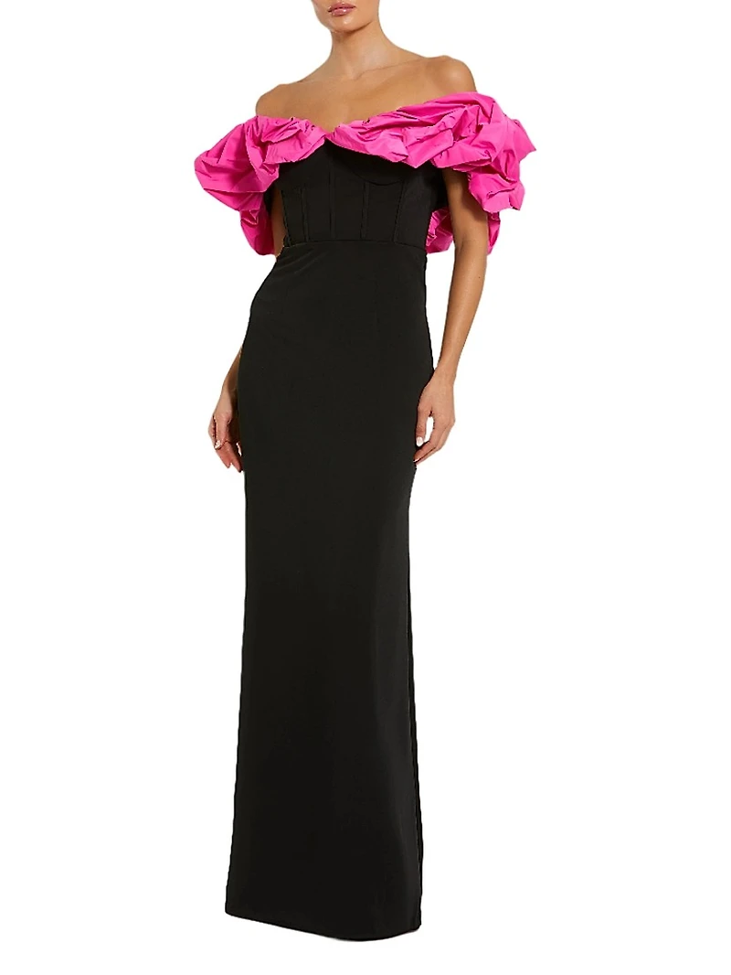 Prom Crepe Off-The-Shoulder Column Gown
