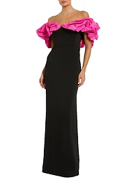 Prom Crepe Off-The-Shoulder Column Gown