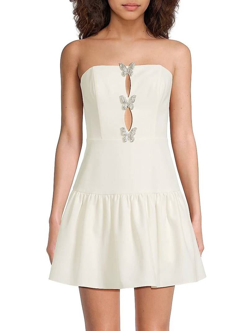 Fit & Flare Strapless Crepe Mini Dress