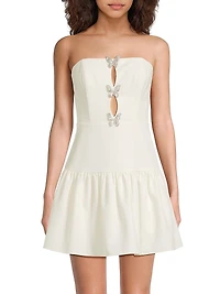 Fit & Flare Strapless Crepe Mini Dress