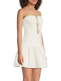 Fit & Flare Strapless Crepe Mini Dress