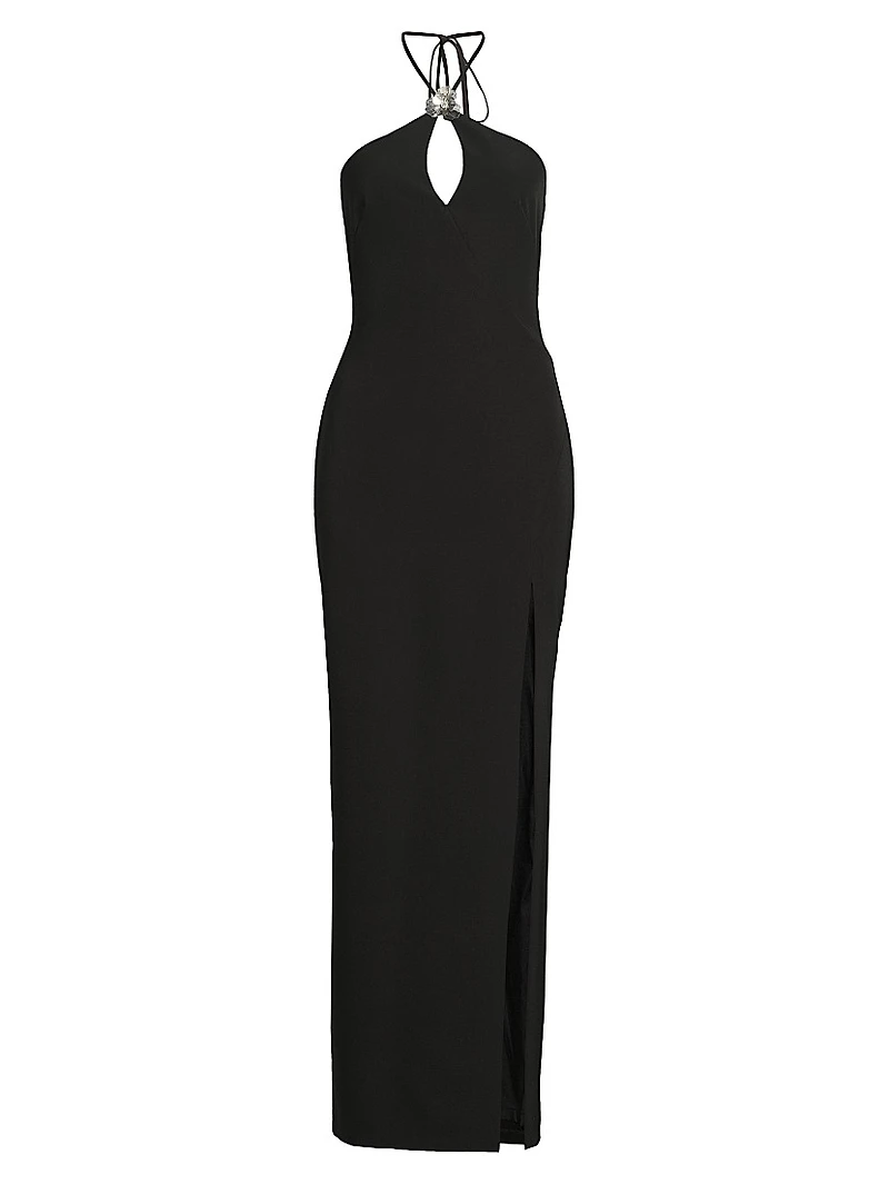 Halterneck Crepe Maxi Dress