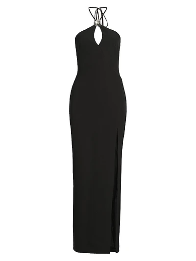 Halterneck Crepe Maxi Dress
