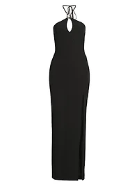 Halterneck Crepe Maxi Dress
