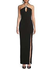 Halterneck Crepe Maxi Dress