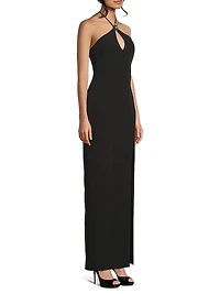 Halterneck Crepe Maxi Dress