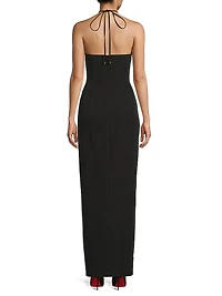 Halterneck Crepe Maxi Dress