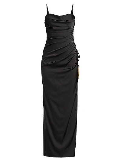 Satin Draped Slip Maxi Dress