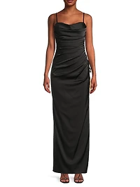 Satin Draped Slip Maxi Dress