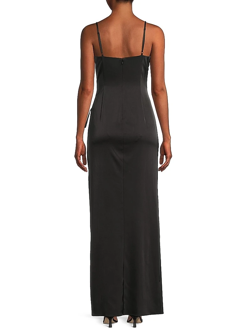 Satin Draped Slip Maxi Dress