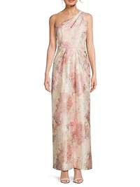 Jacquard One-Shoulder Gown
