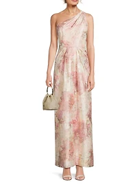 Jacquard One-Shoulder Gown