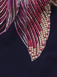 Beaded Floral Strapless Column Gown