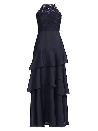 Organza Ruffled Tiered Maxi Dress