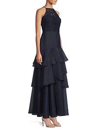 Organza Ruffled Tiered Maxi Dress