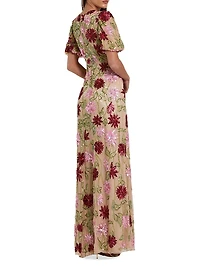 Evening Floral Beaded Gown