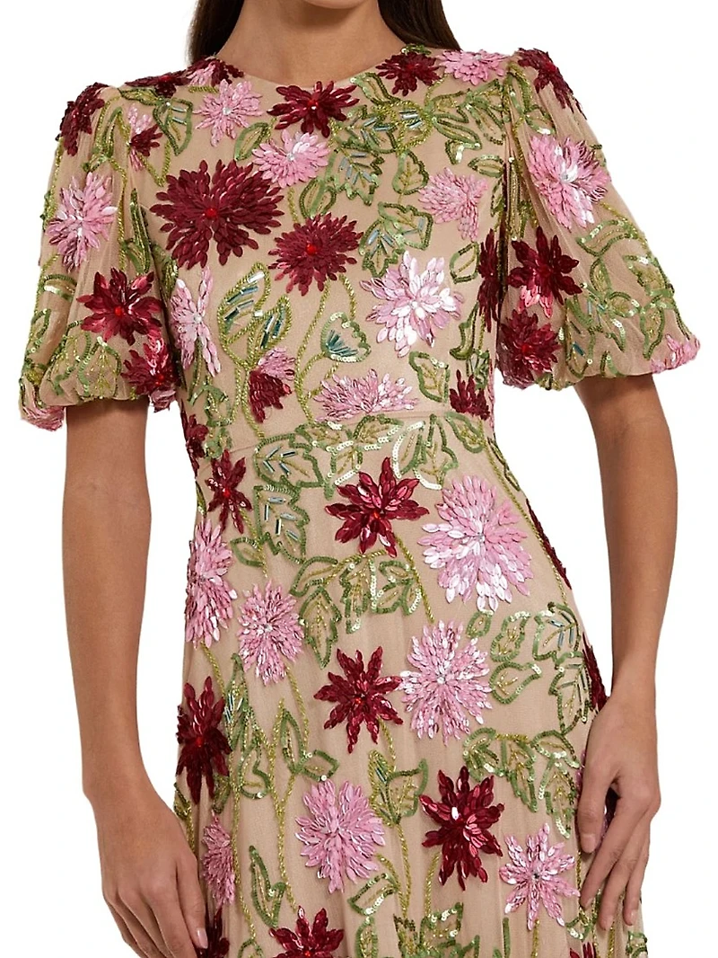 Evening Floral Beaded Gown