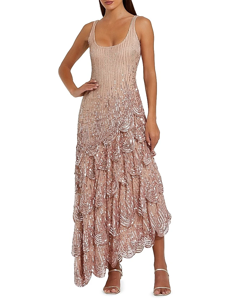 Sequined Asymmetric Gown