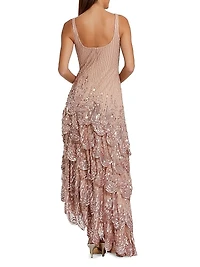 Sequined Asymmetric Gown