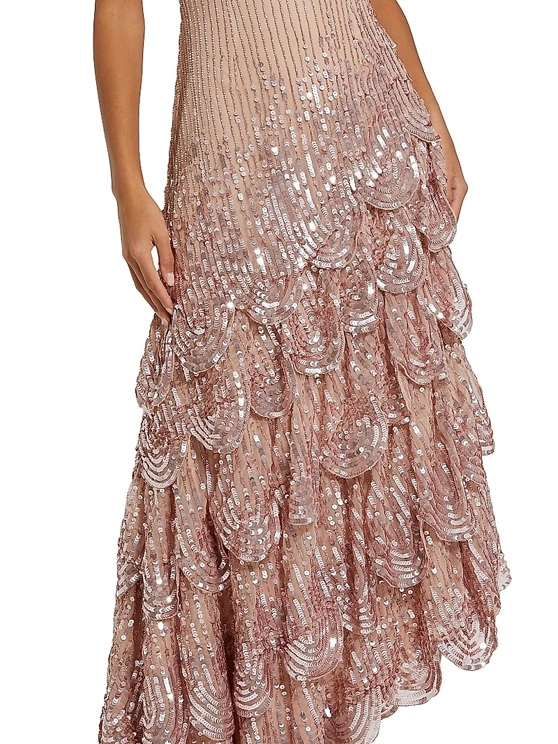 Sequined Asymmetric Gown