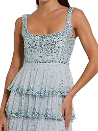 Evening Sequined Tiered Gown