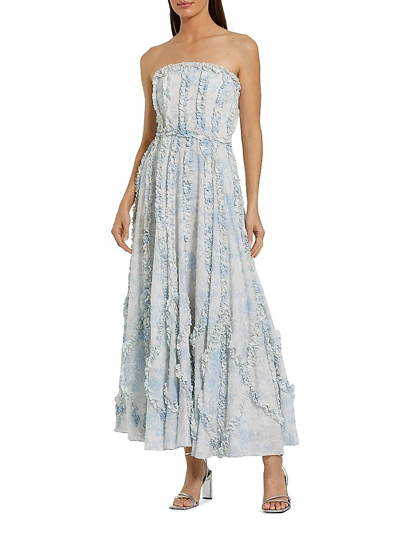 Cocktail Floral Cotton Strapless Gown