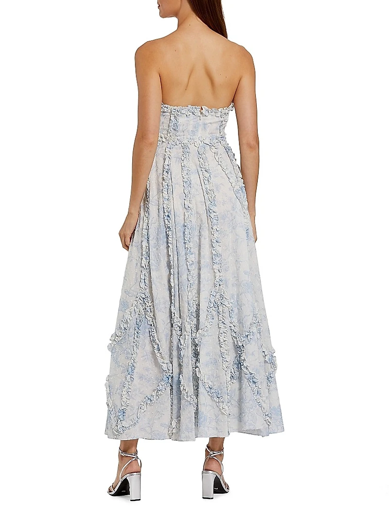 Cocktail Floral Cotton Strapless Gown