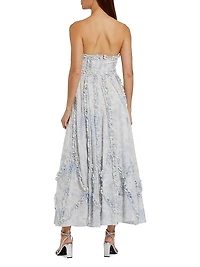 Cocktail Floral Cotton Strapless Gown
