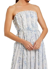 Cocktail Floral Cotton Strapless Gown