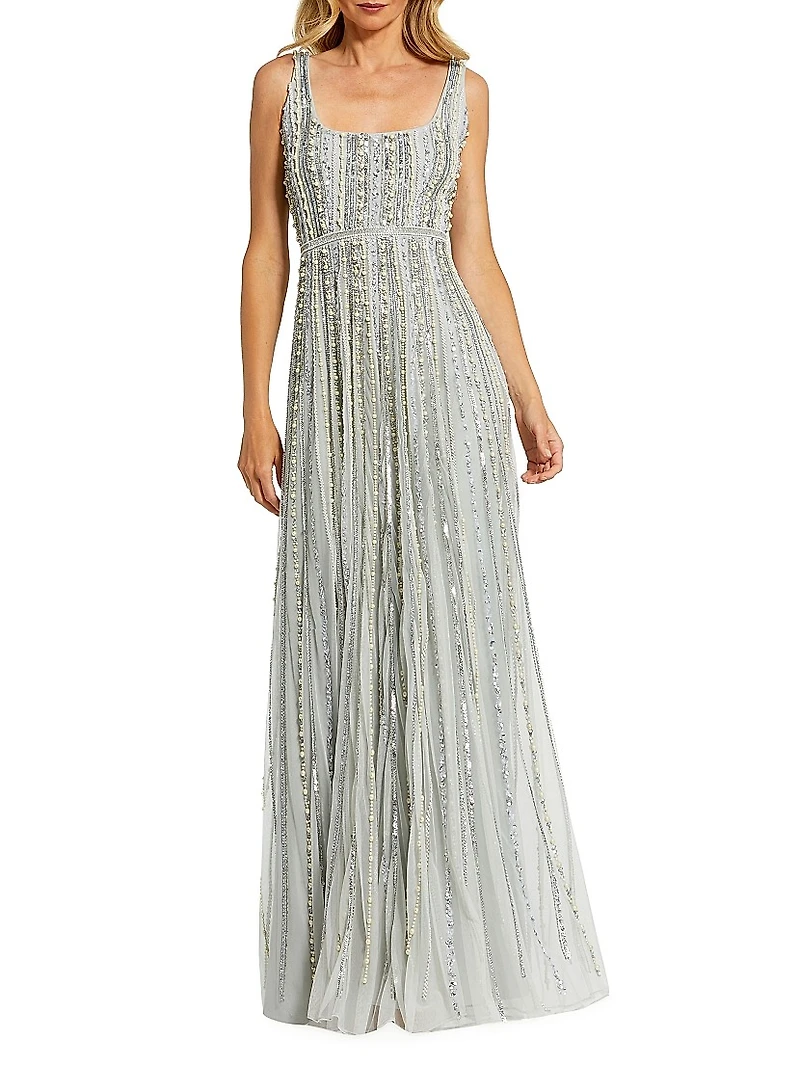 Evening Beaded Scoopneck Gown