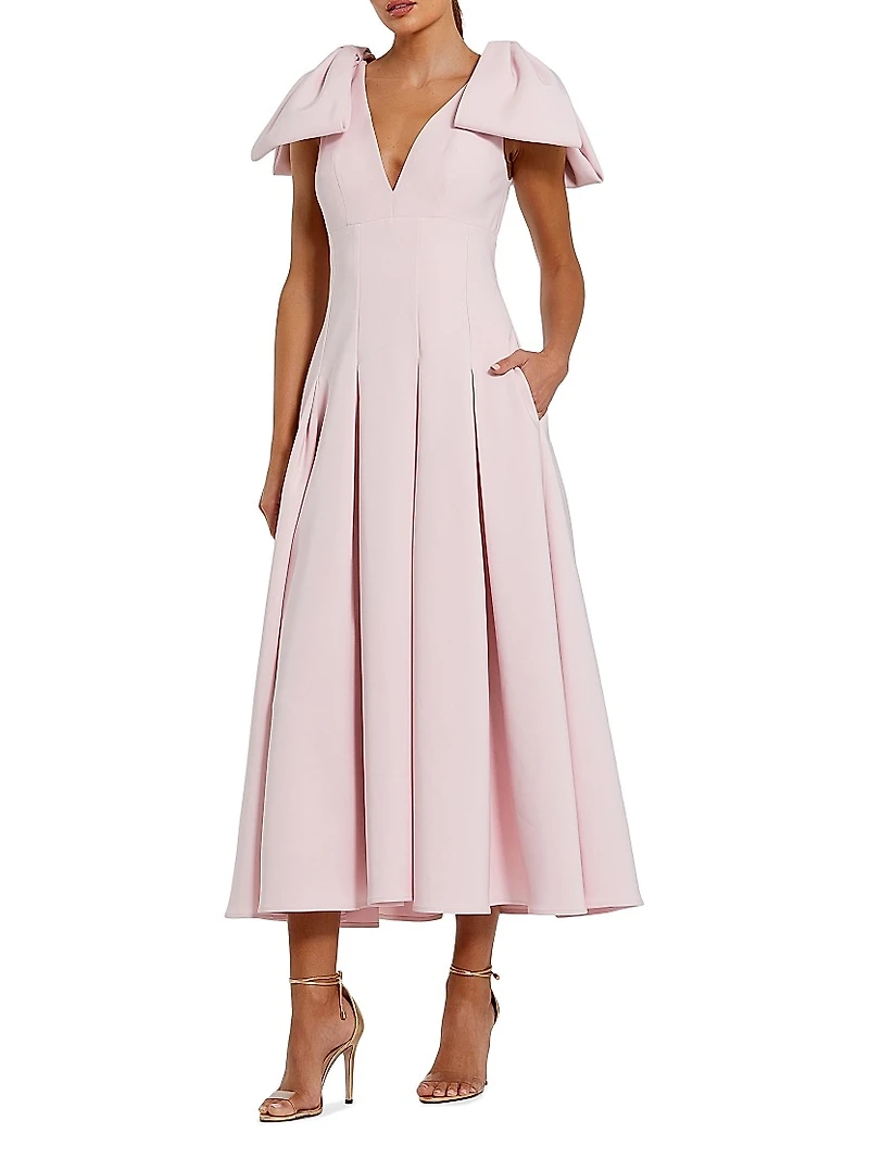 Ieena Crêpe Bow-Strap A-Line Cocktail Dress