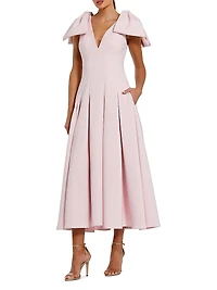 Ieena Crêpe Bow-Strap A-Line Cocktail Dress