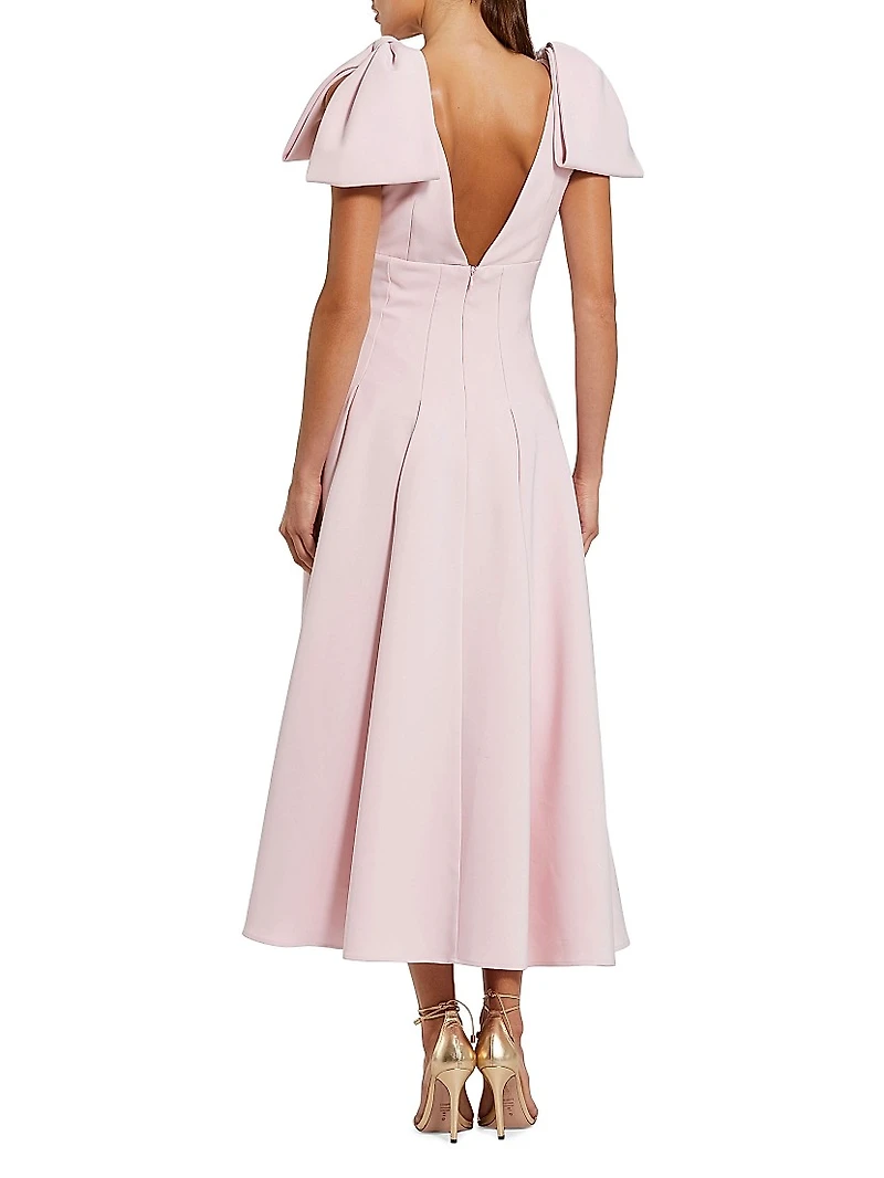 Ieena Crêpe Bow-Strap A-Line Cocktail Dress