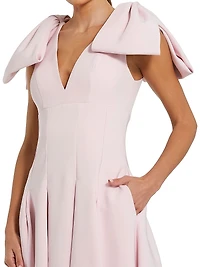 Ieena Crêpe Bow-Strap A-Line Cocktail Dress