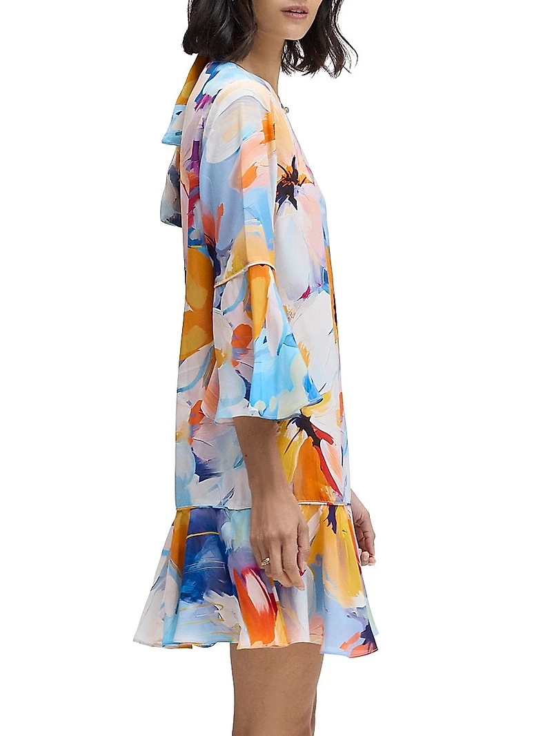 Margot Floral Silk-Blend Flutter Minidress