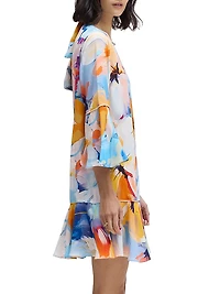 Margot Floral Silk-Blend Flutter Minidress