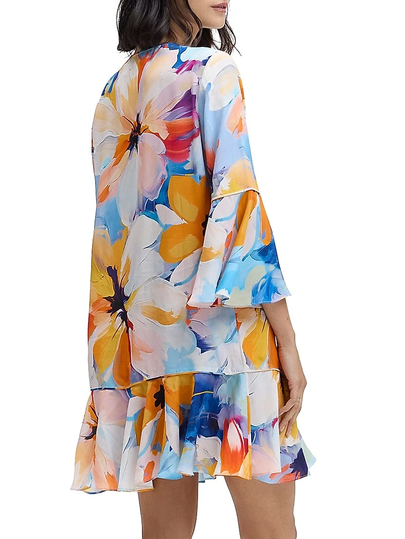 Margot Floral Silk-Blend Flutter Minidress