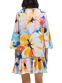 Margot Floral Silk-Blend Flutter Minidress