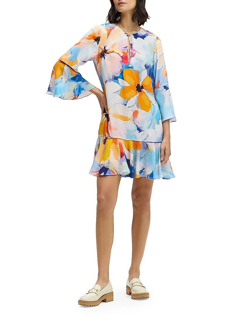 Margot Floral Silk-Blend Flutter Minidress