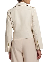 Clara Chevron-Woven Leather Moto Jacket