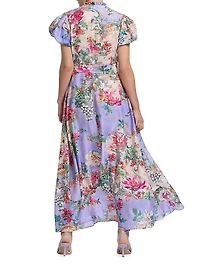 Vera Floral Jacquard Tie-Waist Maxi Shirtdress