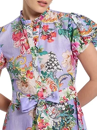 Vera Floral Jacquard Tie-Waist Maxi Shirtdress