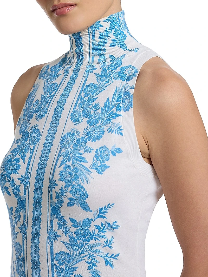 Jacy Floral Silk-Blend Turtleneck Top