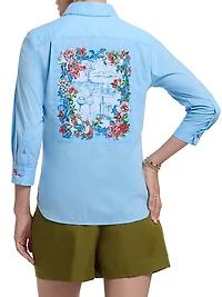 Hadley Embroidered Linen Button-Front Shirt