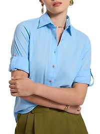 Hadley Embroidered Linen Button-Front Shirt